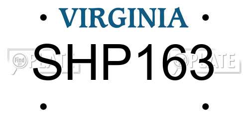 SHP163 Virginia License Plate