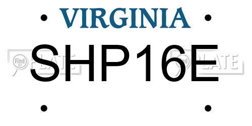 SHP16E Virginia License Plate