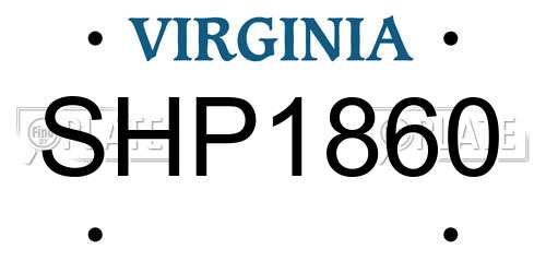 SHP1860 Virginia License Plate