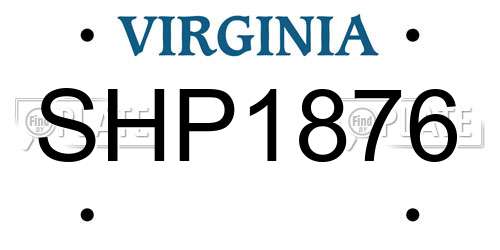 SHP1876 Virginia License Plate