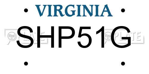 SHP51G Virginia License Plate