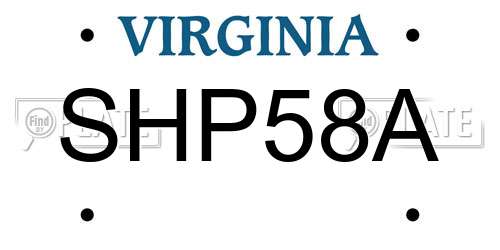 SHP58A Virginia License Plate