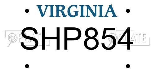 SHP854 Virginia License Plate