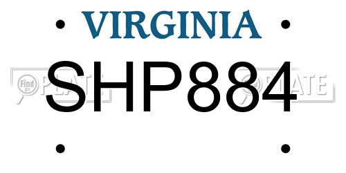 SHP884 Virginia License Plate