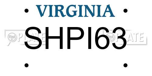 SHPI63 Virginia License Plate