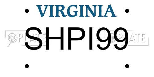 SHPI99 Virginia License Plate
