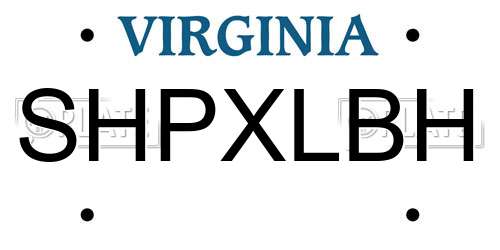 SHPXLBH Virginia License Plate
