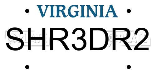 SHR3DR2 Virginia License Plate