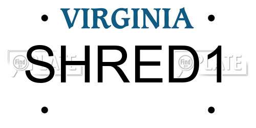 SHRED1 Virginia License Plate