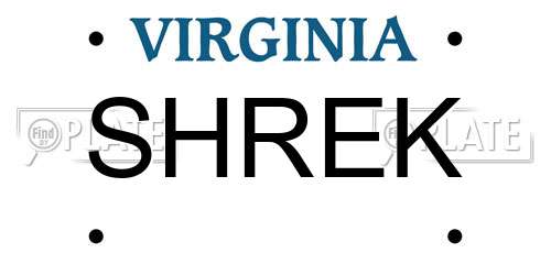 SHREK Virginia License Plate
