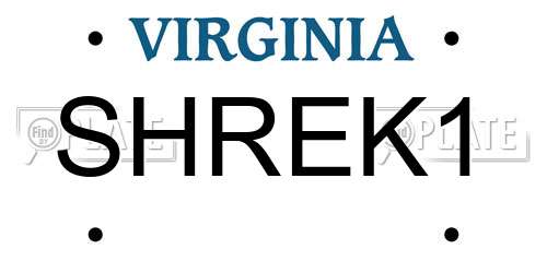 SHREK1 Virginia License Plate
