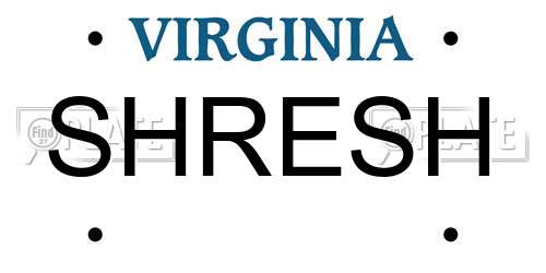 SHRESH Virginia License Plate