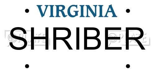 SHRIBER Virginia License Plate