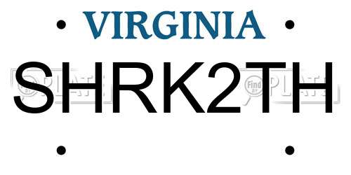 SHRK2TH Virginia License Plate