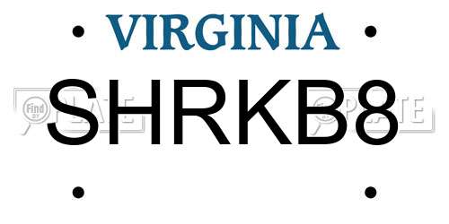 SHRKB8 Virginia License Plate
