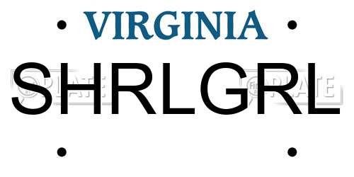 SHRLGRL Virginia License Plate