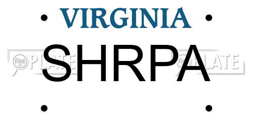 SHRPA Virginia License Plate