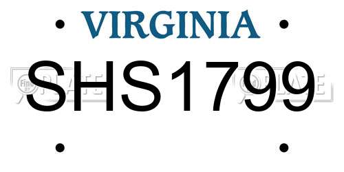 SHS1799 Virginia License Plate
