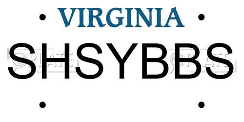 SHSYBBS Virginia License Plate