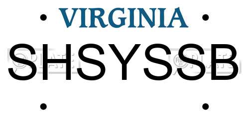 SHSYSSB Virginia License Plate