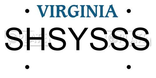 SHSYSSS Virginia License Plate