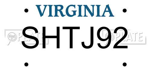 SHTJ92 Virginia License Plate