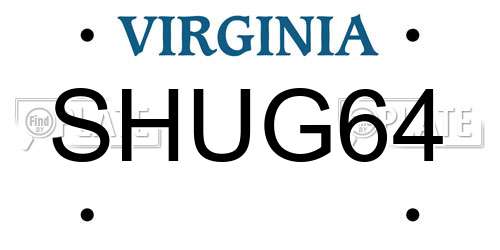SHUG64 Virginia License Plate