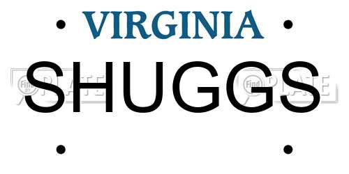 SHUGGS Virginia License Plate