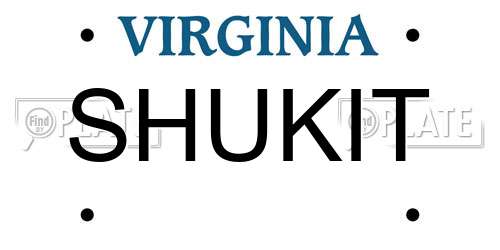SHUKIT Virginia License Plate