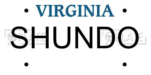 SHUNDO Virginia License Plate