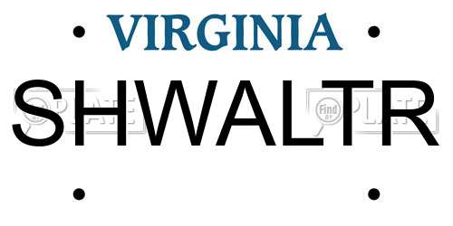 SHWALTR Virginia License Plate