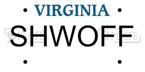 SHWOFF Virginia License Plate