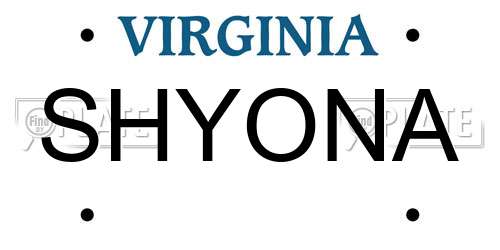 SHYONA Virginia License Plate