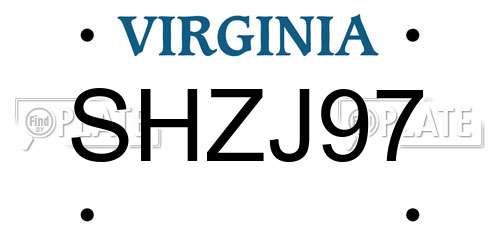 SHZJ97 Virginia License Plate