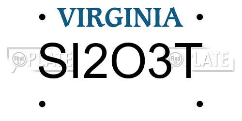 SI2O3T Virginia License Plate