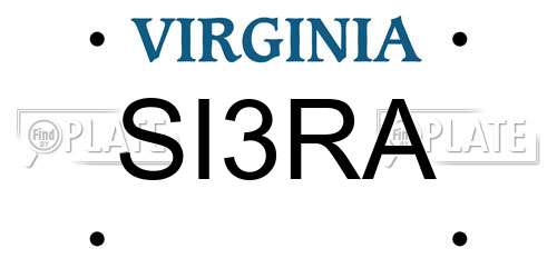 SI3RA Virginia License Plate