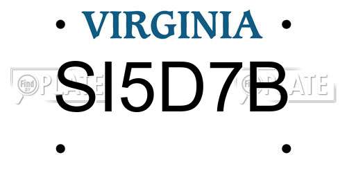 SI5D7B Virginia License Plate