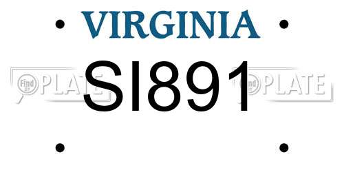 SI891 Virginia License Plate