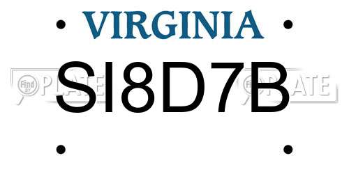 SI8D7B Virginia License Plate