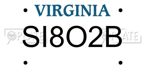 SI8O2B Virginia License Plate