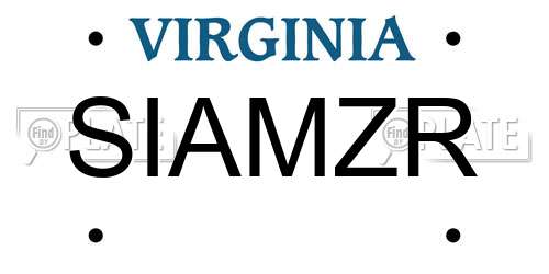 SIAMZR Virginia License Plate