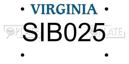 SIB025 Virginia License Plate
