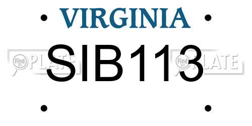 SIB113 Virginia License Plate