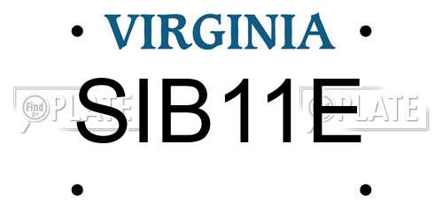 SIB11E Virginia License Plate