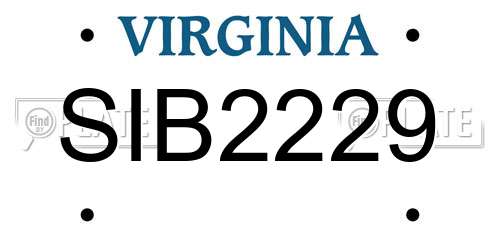 SIB2229 Virginia License Plate