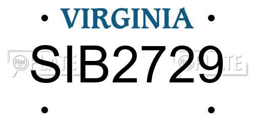 SIB2729 Virginia License Plate