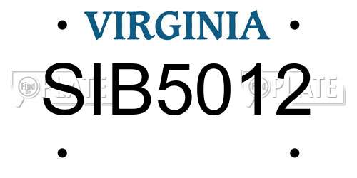 SIB5012 Virginia License Plate