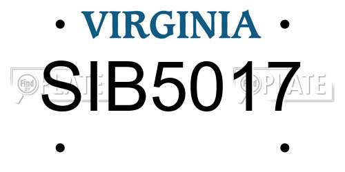 SIB5017 Virginia License Plate