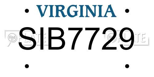 SIB7729 Virginia License Plate