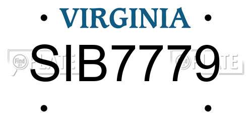SIB7779 Virginia License Plate